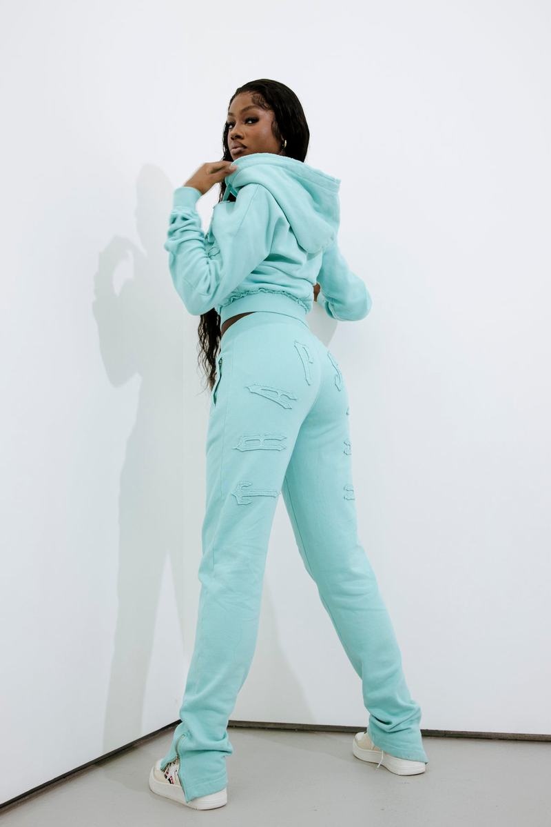 Teplaky Trapstar Outlet Slovensko Irongate Cropped Batwing Zip Hoodie Damske Tyrkysove